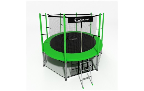 Батут i-Jump Classic 14FT 427 см с нижней сетью и лестницей зеленый 600_380