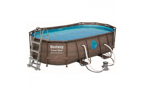 Бассейн овальный на стойках 427х250х100 см Bestway Power Steel Swim Vista 56714 ротанг 600_380