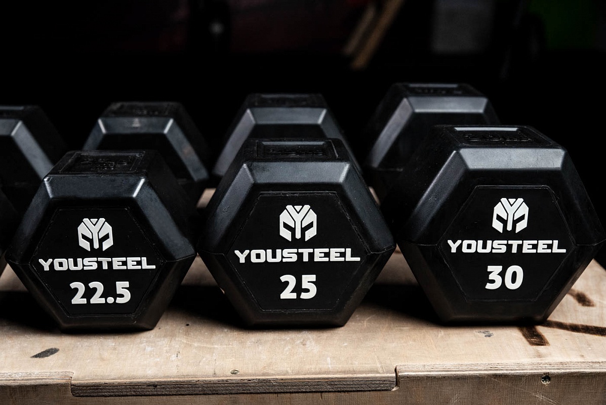 Гантель обрезиненная YouSteel HEX DB 22,5 кг 1197_800