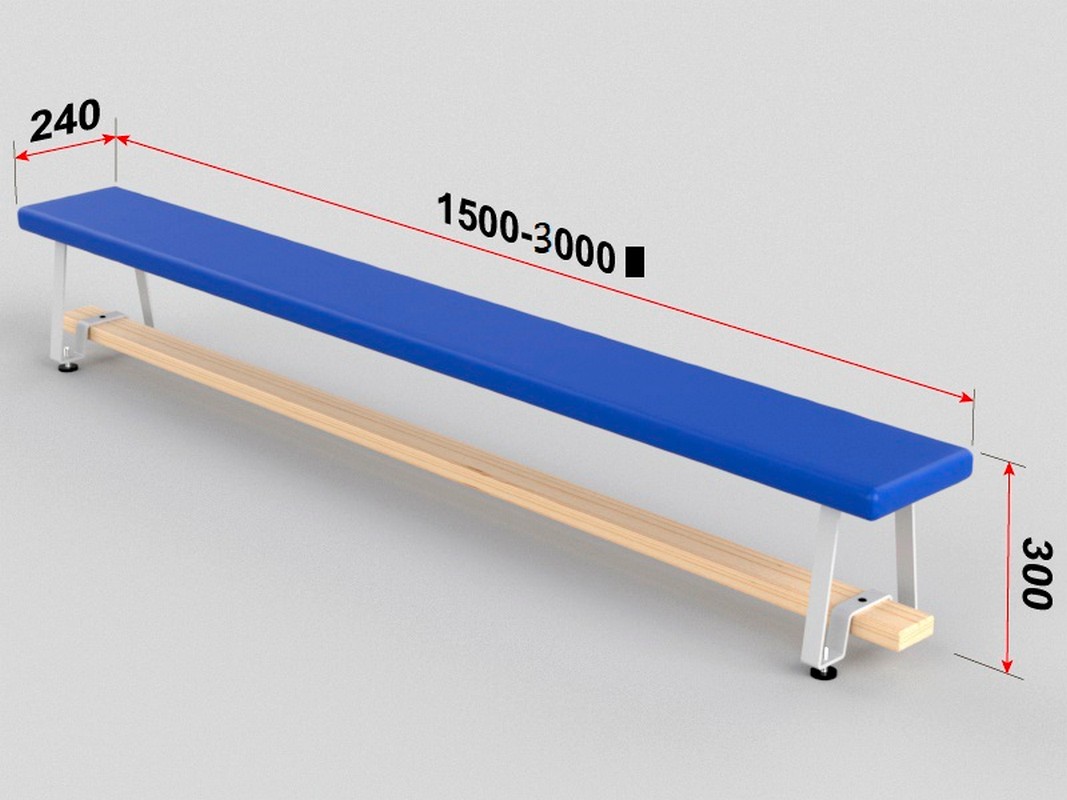 Скамья гимнастическая мягкая, ножки металлические Glav 04.301.1-3000 Длина 300см 1067_800