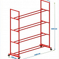 Стеллаж на колесиках для мячей разборный (цвет красный) Dinamika 120_120